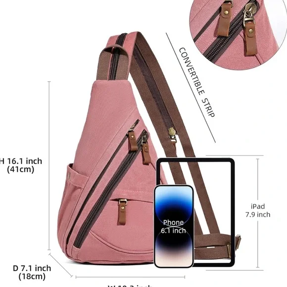 Canvas Backpack or Sling Convertible Bag - Picture 5 of 6